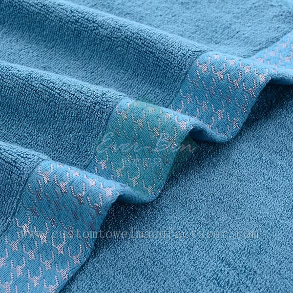 China EverBen Custom luxury hand towels Supplier ISO Audit Embroidery Best Quality Blue Bamboo Towels Factory